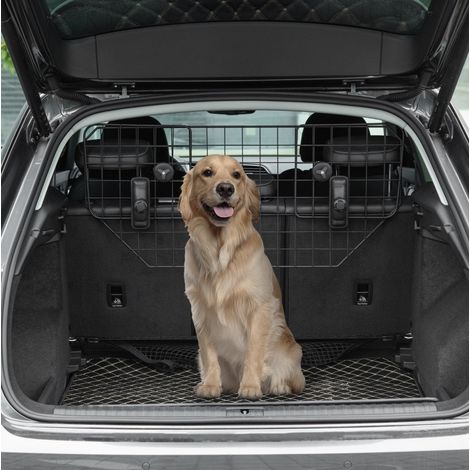 CHICFURN Rejilla de maletero para perro coche 90-120 cm metal negro, sin herramientas (1/5)