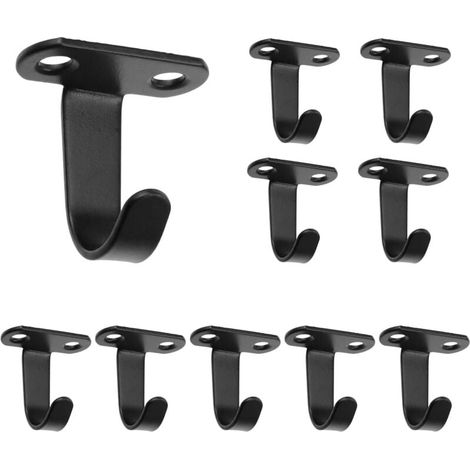 10 Pack Stainless Steel Ceiling Hooks with Screw for Under Shelf, Towel Hooks, Bathrobe Hooks, Heavy Duty Coat Hooks for Wardrobe, Bathroom, Kitchen (Black) YMYNY (1/4)