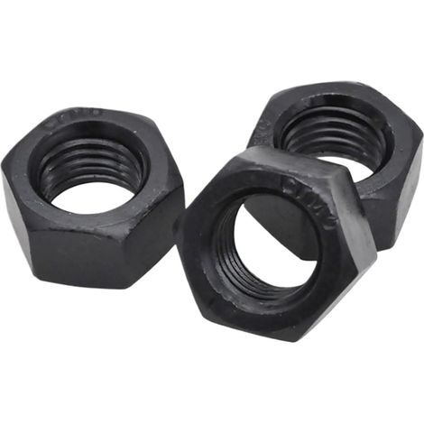 Écrou hexagonal à filetage gauche, acier au carbone, noir et (1/5)