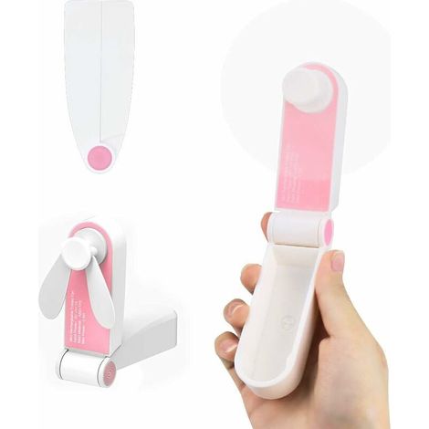 Mini ventilador portátil de bolsillo, ventilador de escritorio, con USB, recargable, para casa o viaje, 2 velocidades, rosa, pequeño ventilador de mano - Sunny (1/4)