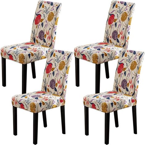 Stuhlhussen 4er Set Blumenrebe Stretch abnehmbar waschbar Esszimmerstuhl-Schutzbezug (1/5)
