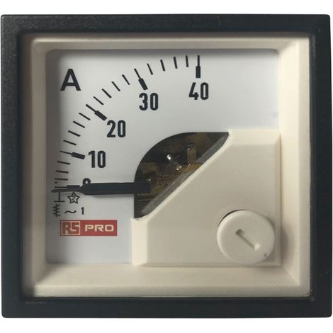 Ampèremètre analogique de panneau V c.a. RS PRO, Echelle 40 (Input, Scale)A, 48mm x 48mm ( Prix pour 1 ) (1/3)