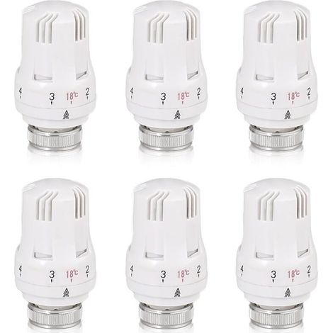 Tete Thermostatique Radiateur, 6 Pièces Tête de Vanne de Radiateur, Robinet Thermostatique Radiateur, M30 X 1,5 Tête de Thermostat, Tête de Radiateur pour Le Bureau et La Maison(A) (1/5)