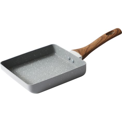 Poêle à crêpes japonaises Tamagoyaki, épaisse, antiadhésive, en pierre de Maifan, carrée, mini, couleur cendre, 15 x 18 cm (1/5)