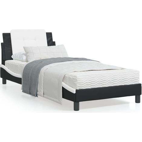 vidaXL Giroletto senza Materasso Zadar Nero e Bianco 80x200 cm in Similpelle (1/5)