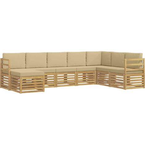Outdoor-Sofagarnitur 8 pcs Weiß und Beige 304 x 185,5 x 73 cm vidaXL
