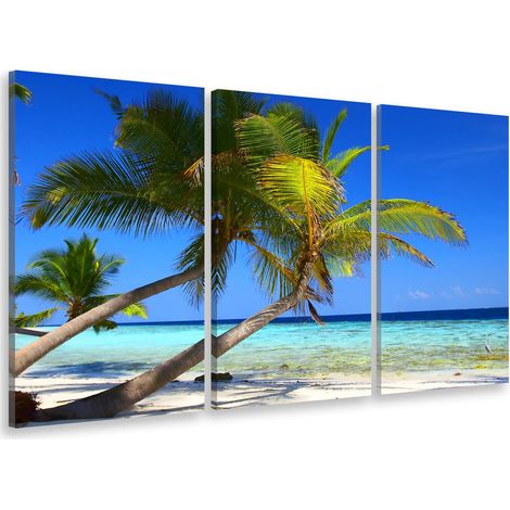 Tableau triptyque paysage cocotier paradise - 90x60 cm (1/5)