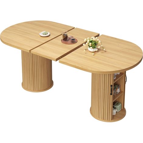 Table à Manger Extensible Naturel, Rangement, Confort, Solide, Robuste - MDF et Métal - 150x80x75cm - Cuisine et Salle à Manger (1/5)