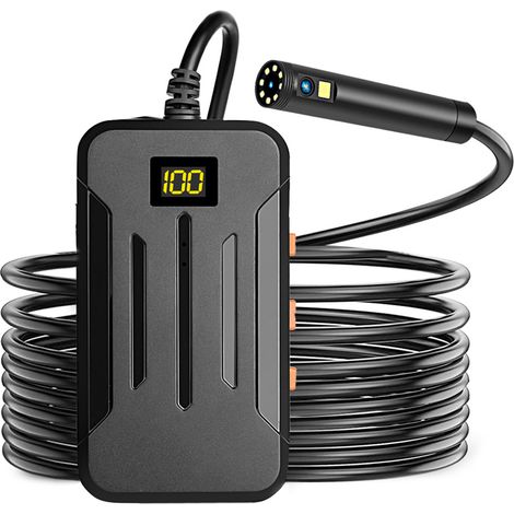Industrial Endoscope – Inspection Caméra WiFi avec 9 LEDs Dimmables, 8mm Lentille, Résolution 25601944, IP68, Batterie 2600mAh – Pour Véhicules, HVAC, Pipelines (5m Câble Rigide) (1/5)