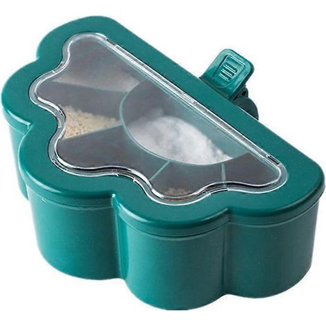 Ensemble de rangement de cuisine vert et jaune, boîte à épices tout-en-un, boîte à épices créative multi-compartiments pour la maison (sans épices). (1/5)