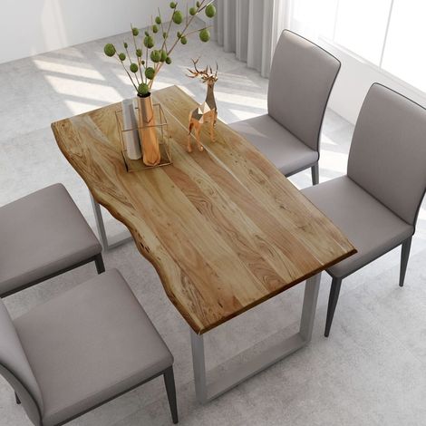 Table à manger Scandinave - Table de salle à manger 140x70x76 cm Bois d'acacia solide BV570153 - BonneVie (1/5)