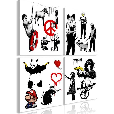 Tableau Banksy World (4 Parties) - 80 x 80 cm (1/3)