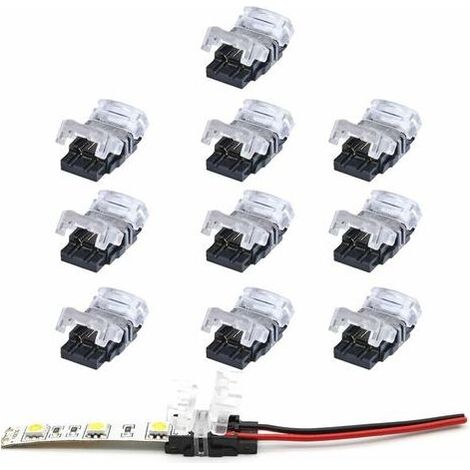 2-poliger LED-Streifenverbinder, 10er-Packung, 2-polige LED-Streifenverbinder für 10 mm SMD 5050/3528 LED-Streifen, einfarbig, wasserdicht und nicht wasserdicht (1/5)