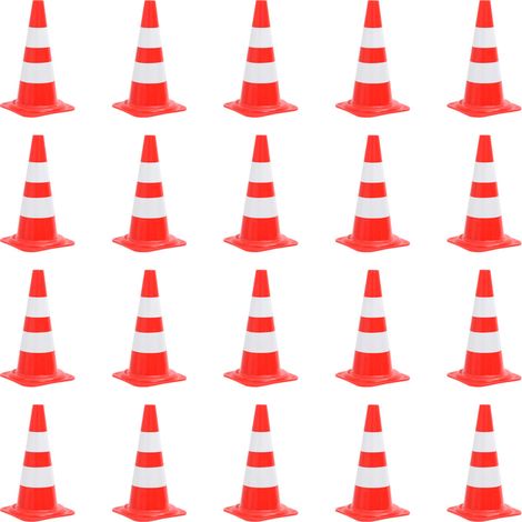 Reflective Traffic Cones 20 pcs Red and White 50 cm vidaXL