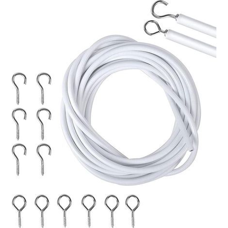 5M Crochet Rideau, Rideau Caravane, Cordon de Rideau Blanc, Kits de Cordon de Rideau, Tringle à Rideau de Douche (1/5)