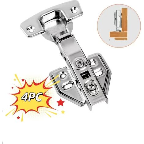 (ZB4P) Charnière hydraulique en acier inoxydable avec amortisseur de fermeture silencieux pour portes de placard et meubles (1/5)