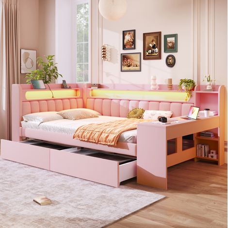cama matrimonio 140x200 con escritorio y cajones MDF DESVIAE (1/5)