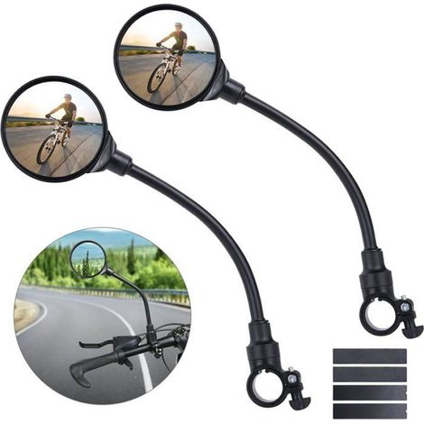 Rétroviseur de vélo, lot de 2, pivotant à 360°, grand angle, avec flexible long, miroir de sécurité convexe en acrylique pour (1/5)
