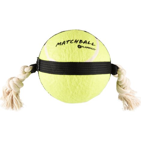 Balle de tennis matchball M 15 cm pour chien avec corde (1/5)
