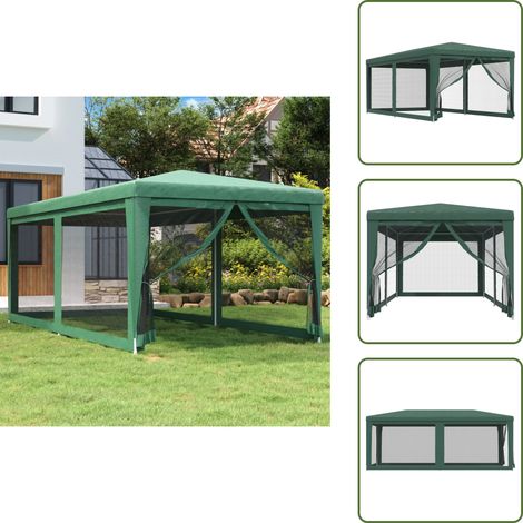 The Living Store Tente de fête avec 4 parois latérales en maille Vert 3x6 m PEHD - Tents De Réception - Tonnelles - Gazebo - Parasol - Événement Extérieur (1/5)