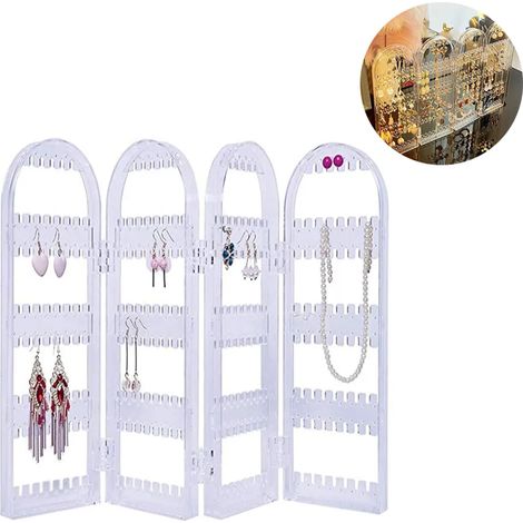 Organisateur de boucles d'oreilles en acrylique, 240 compartiments, pliable, 4 niveaux, 1 pièce (1/5)