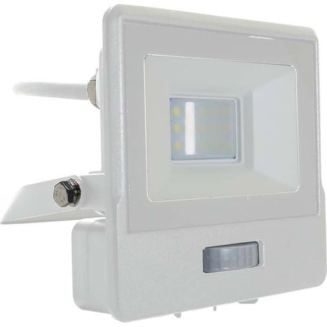 V-TAC VT-118S-1 10w LED flutlicht PIR sensor chip samsung SMD neutralweiß 4000K slim weiß IP65 - SKU 20293 (1/5)
