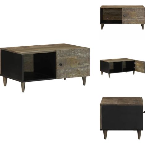 Couchtisch Hellgrau 80x50x40 cm Massivholz Mango - Couchtisch - Couchtische - Couchtisch Niedrig - Tisch (1/5)