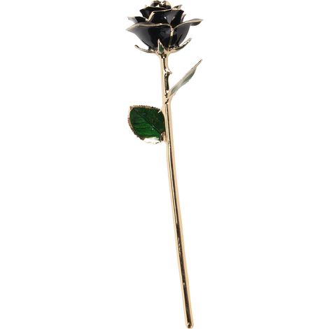 Rose préservée à trois pétales plaquée or 24 carats, rose dorée en gros pour la Saint-Valentin, cadeau d'anniversaire et de fête des mères, noire. (1/5)