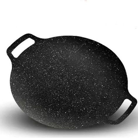 Coréenne plaque de cuisson 34cm Tour Antiadhésive Grillpfanne, de plein air de Camping Portable Barbecue Poêle avec Poignée en Alliage d'aluminium de Corée, Plaque de cuisson Grillaufsatz pour plaque (1/5)