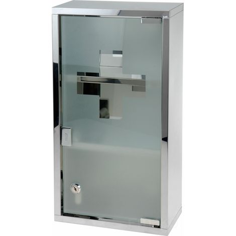 Excellent-houseware Armoire à pharmacie murale chromée 25x12x48 cm (1/2)