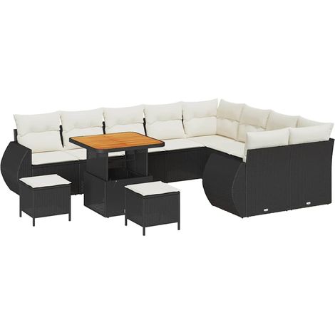 Maison Exclusive - Set Divano da Giardino 12 pcs Nero polyrattan