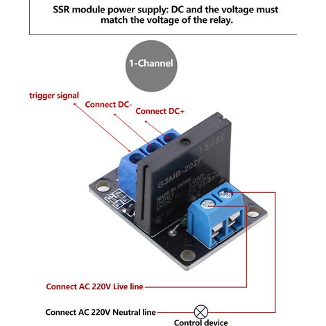 Module relais statique 1 canal avec fusible, déclenchement bas niveau 2A (5V) (1/5)