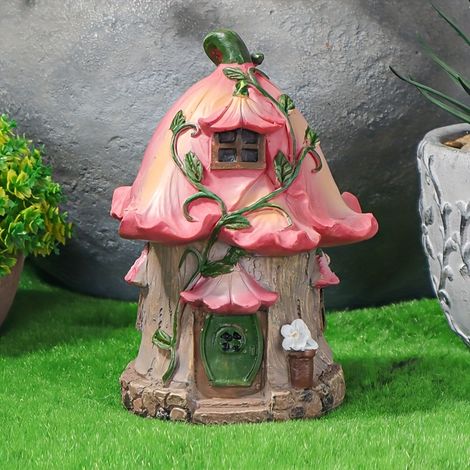 Maisonnette de jardin féerique en résine étanche, idéale pour les paysages miniatures et la décoration de jardin. (1/5)