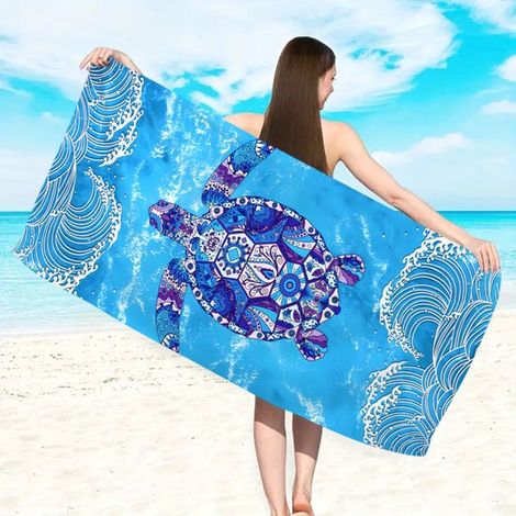 Toalla de playa con estampado de ballenas, 75 x 150 cm, Toalla de microfibra de secado rápido, Ligera y versátil para la playa, la piscina (1/5)