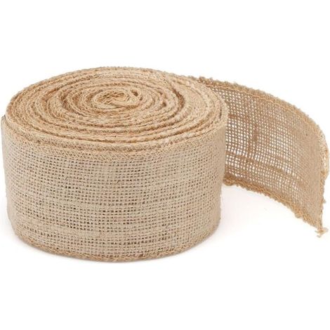 Cinta original de lino y seda amarillo puro, cuerda de cáñamo, decoración navideña hecha a mano, lazo de tela de sisal de 6 cm x 10 m (1/5)