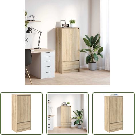 Rangement salon - Armoire tiroir chêne sonoma 55,5x34x119,5 cm bois d'ingénierie (1/5)