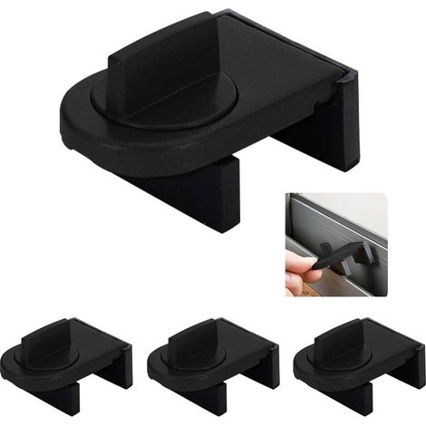 4 Pièces Verrou Baie Coulissante,Serrure Butée Réglable,Serrure de Sécurité pour Fenêtre,Bloque Fenetre Coulissante,Sans Perceuse, pour Portes et Fenêtres Coulissantes (Marron)
