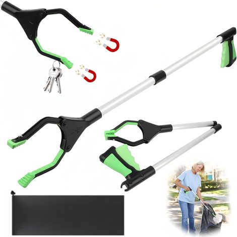 Outils de Ramassage,Pince de Préhension pour Personnes Agées, Extra-Long,Léger et Pratique,Pince Ordures pour Enfants et Adultes,Ramasser Sans se Baisser,Pince de Ramassage Portable pour Jardin,Vert (1/5)