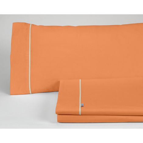 Juego de sábanas color mango - Cama de 135/140 (3 piezas) - 100% algodón - 144 hilos. Gramage: 115 (1/4)