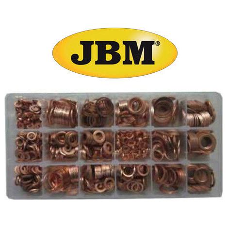 ESTUCHE DE ARANDELAS DE COBRE 18 medidas distintas, 900 PIEZAS - JBM 52030