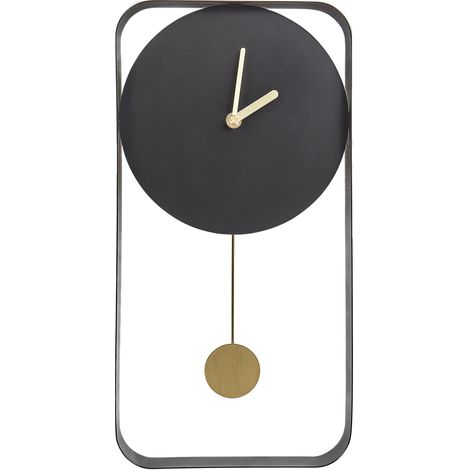 Reloj de pared decoración colgante 21 x 40 cm diseño moderno minimalista con péndulo decorativo sin números acero negro Servoz (1/5)