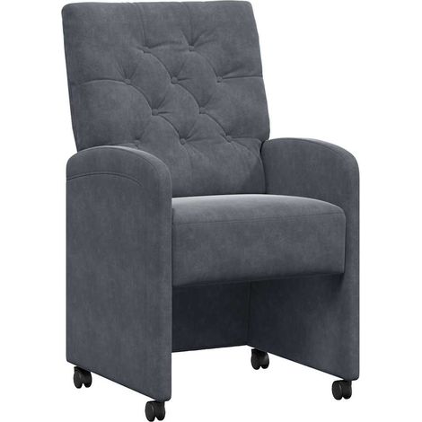 Maison Exclusive - Esszimmerstühle mit Rollen 2 pcs Dunkelgrau 58