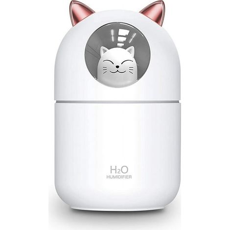Luftbefeuchter mit kühlem Nebel fürs Babyzimmer, niedlicher Katzen-Luftbefeuchter (300 ml), sanftes Nachtlicht für Kinder, geräuschlose Abschaltautomatik, Luftreinigung für Zuhause (1/5)