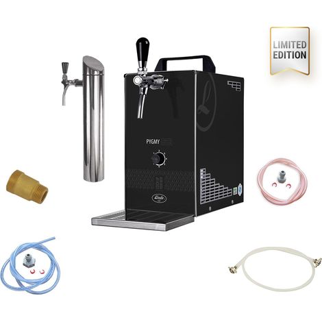 Untertheken Komplett Set - Bier Zapfanlage, Bierzapfanlage PYGMY 25/K LIMITED EDITION mit Membranpumpe, 1-leitig Trockenkühlgerät aus Edelstahl, 35 L/h, inkl. Schanksäule, Zapfkopf:NC Adapter