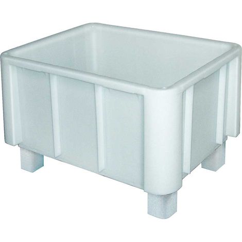 BRB Eurobehälter, stapelbar - für schwere Lasten, LxBxH 800x600x510 mm, lebensmittelecht, weiß, mit 4 Füßen
