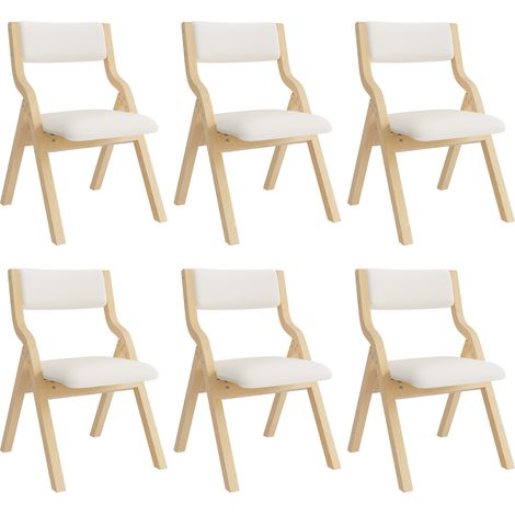 GagaChaise pliante en bois beige, lot de 6, lin (1/5)