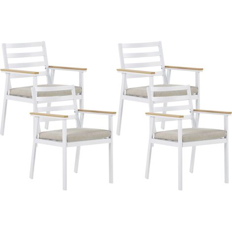 Set of 4 Garden Chairs with Cushions CAVOLI Metal Beige