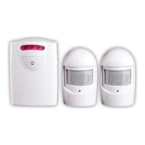 Security Alarm Systems, 1 Receiver and 2 PIR Motion Detectors Weather Resistant for Yard / Garage / Barn, Wireless Siren Kit for Port and Window Security Anti-Theft Protection (1/4)