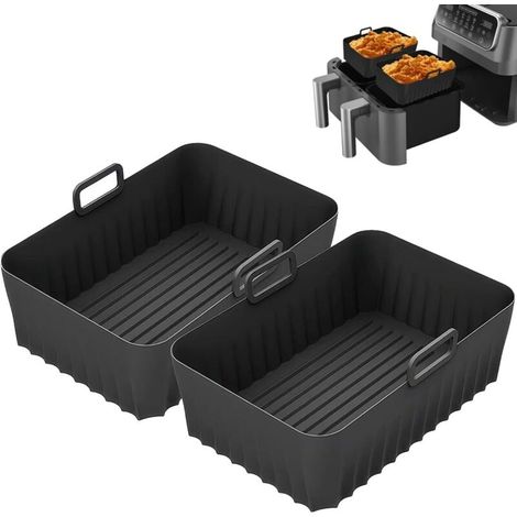 2 Paquet Silicone Moule Air Fryer,21×14×7 cm Moule en Silicone pour Air Fryer pour Ninja Foodi AF400EU AF300EU Double Stack SL400EU 9.5L,Accessoire Airfryer pour Instant Pot Ultenic MasterPRO