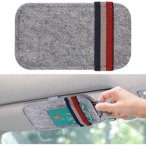 Soporte para gafas de coche, clip para parasol, estuche para gafas de coche, organizador de gafas de fieltro, clip universal para abono de transporte público, accesorios para parasol para hombres y mu